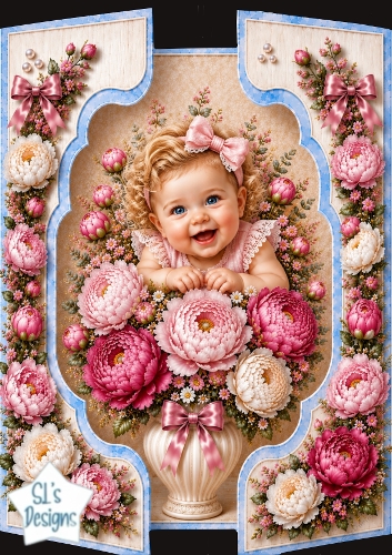 Sweet Baby Girl Floral Topper with Peonies