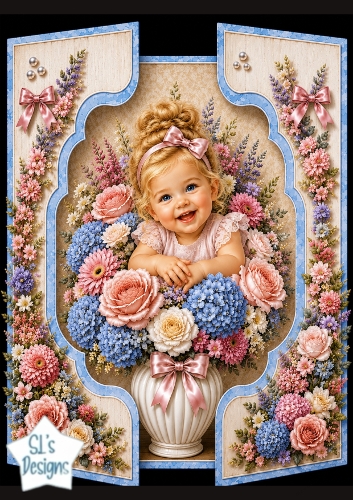 Sweet Little Girl Pastel Floral Topper with Roses & Hydrangeas