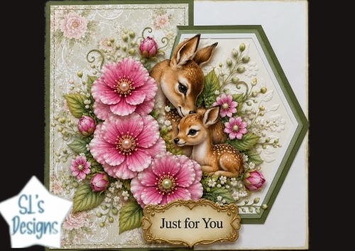 Elegant Deer Floral Topper with Pink Blossoms