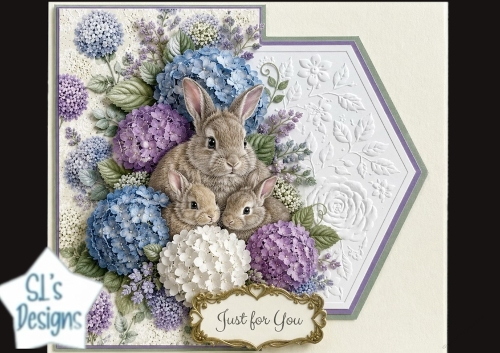 Cute Rabbits Floral Topper with Hydrangeas