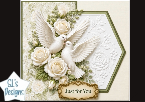 Elegant White Doves Floral Topper with Cream Roses