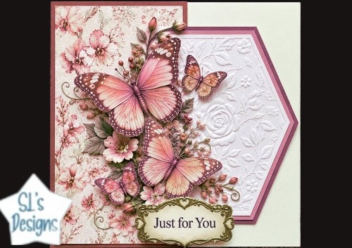 Pink Butterfly Floral Topper with Pastel Blooms
