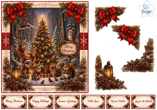 Woodland Christmas Magic – Festive Tree & Winter Animals Scene