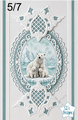 Elegant 5x7 Polar Bear Family Winter Decorative Card Topper