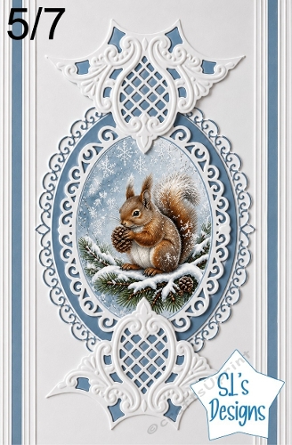 Elegant 5x7 Winter Squirrel Decorative Card Topper