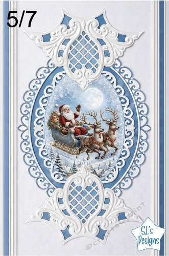 Elegant 5x7 Santa Sleigh Christmas Decorative Card Topper