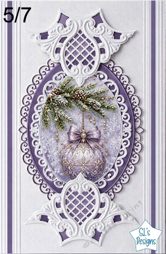 Elegant 5x7 Purple Christmas Ornament Decorative Card Topper