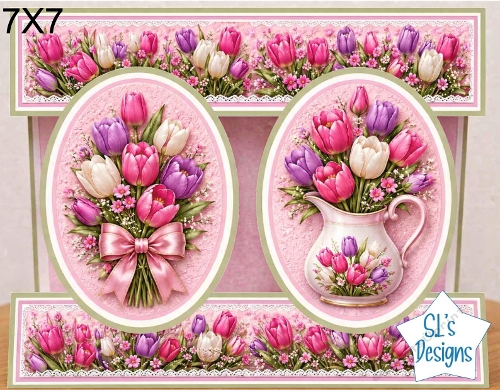 Elegant 7x7 Tulip Floral Card Topper for Handmade Crafts