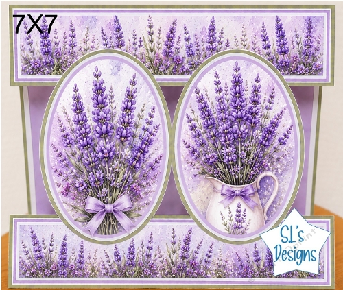 Elegant 7x7 Lavender Floral Card Topper for Handmade Crafts