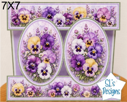 Elegant 7x7 Pansy Floral Card Topper for Handmade Crafts