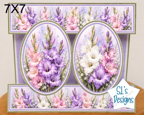 Elegant 7x7 Gladiolus Floral Card Topper for Handmade Crafts