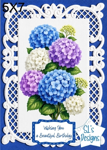 Elegant 5x7 Hydrangea Floral Birthday Card Topper