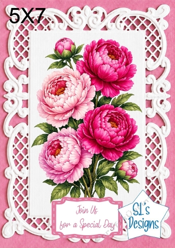Elegant 5x7 Pink Peony Floral Invitation Card Topper