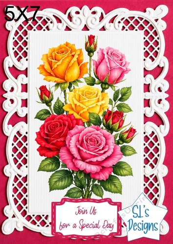 Elegant 5x7 Rose Floral Invitation Card Topper