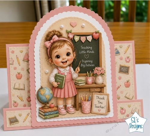 Cute Teacher Appreciation Card Topper with Classroom Theme