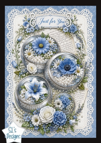 Elegant Blue & White Floral Pearls Topper – Just for You
