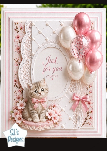 Pink Blossom Kitten Topper – Just for You