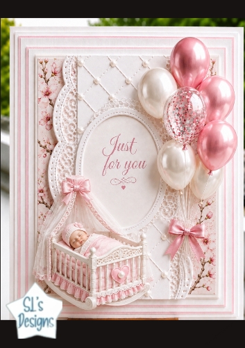 Pink Baby Cradle Topper – Just for You