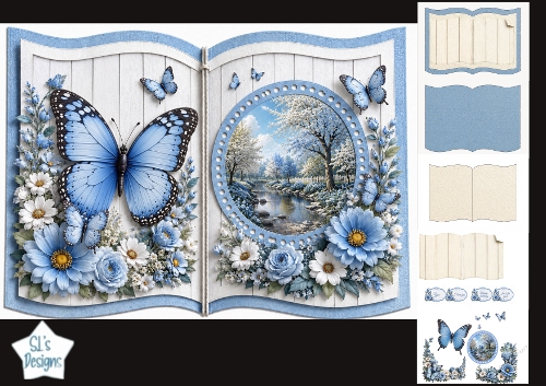 Blue Butterfly Meadow Book-Style Card Kit