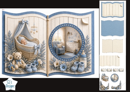Baby Boy Nursery Book-Style Card Kit