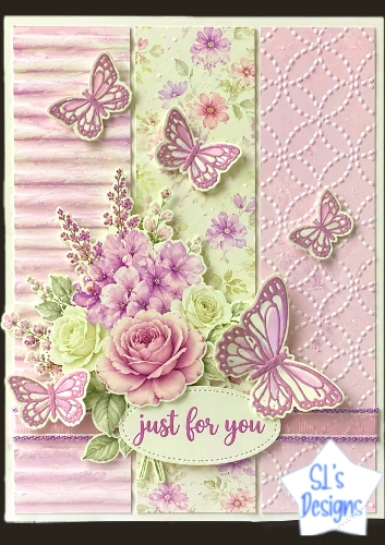 Pink & Purple Butterfly Floral Panel Card Kit