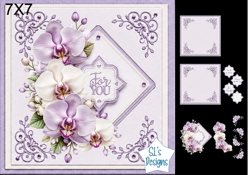 Beautiful Orchids Card Kit – Lilac & White Phalaenopsis Flowers, For You & Sentiments