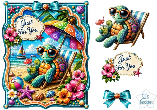 Tropical Sea Turtle Summer Card Topper