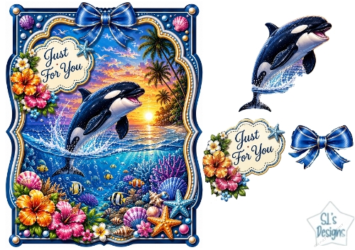 Tropical Orca Sunset Card Topper