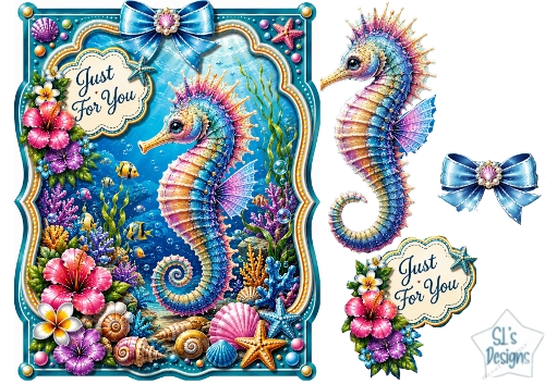 Tropical Seahorse Underwater Card Topper