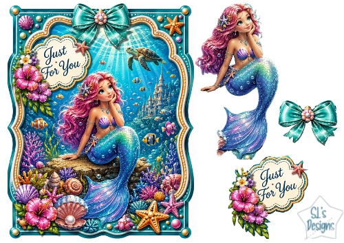 Magical Mermaid Underwater Fantasy Card Topper