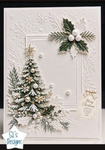 Luxury Christmas Tree Embossed Holiday Card Topper