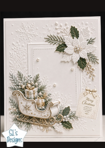 Elegant Christmas Sleigh Embossed Holiday Card Topper