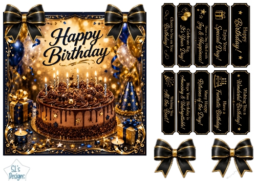 Luxury Chocolate & Gold Birthday Celebration Card Topper