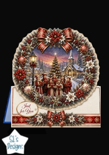 Vintage Carolers Christmas Wreath Card Topper