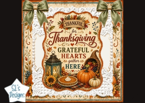 Thankful & Grateful Thanksgiving Autumn Card Topper