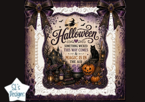 Wicked Witch Moonlight Halloween Card Topper