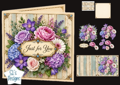Rustic Floral Just for You Card Topper