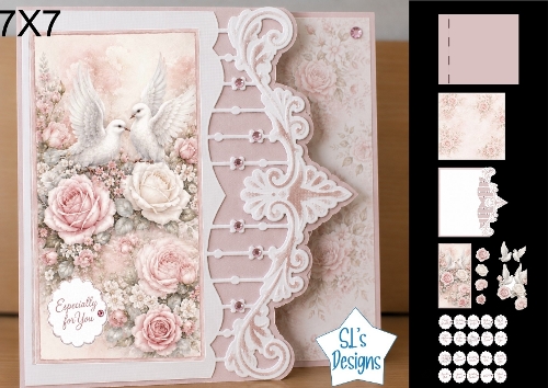 Romantic Doves and Roses 7x7 Card Kit with Especially For You Tag