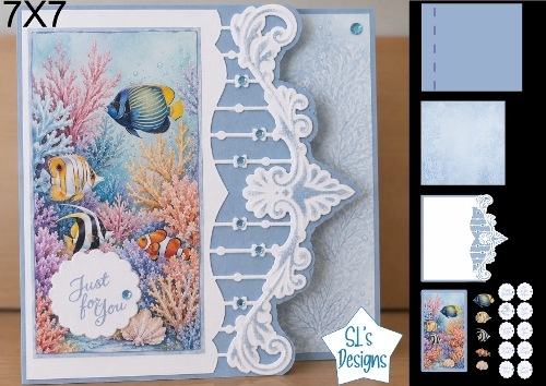 Tropical Fish and Coral Reef 7x7 Card Kit with Just For You Tag