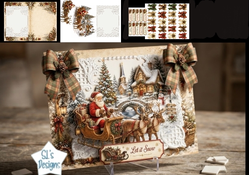 Let It Snow – Santa Sleigh & Snowy Village Christmas Card Kit