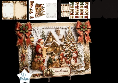 Merry Christmas – Santa, Reindeer & Snowy Cottage Card Kit