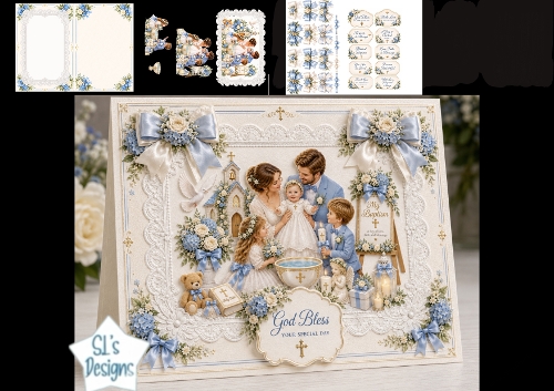 Blessed Baptism – Babys Special Day Lace & Blue Card Kit