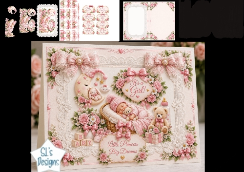 Its a Girl – Little Princess Pink Dreams Card Kit