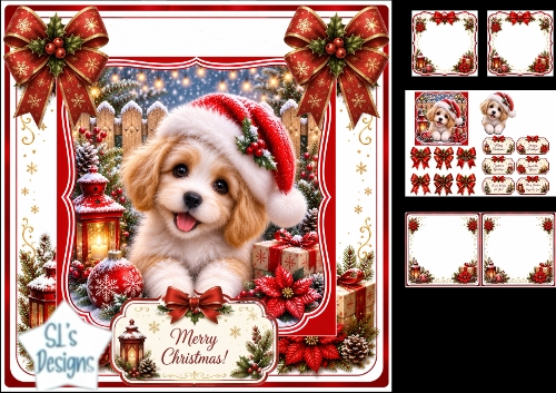 Festive Puppy Christmas Card Kit – Cute Santa Dog & Holiday Elements