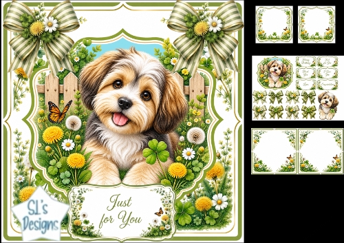Meadow Puppy Greetings – Just for You Floral Card Kit