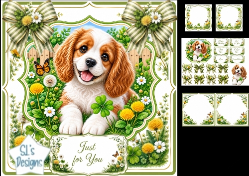 Meadow Puppy Greetings – Just for You Floral Card Kit 1