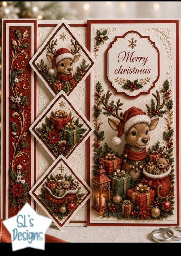 Festive Reindeer Christmas Diamond Trio – Gifts & Holiday Decorations Topper
