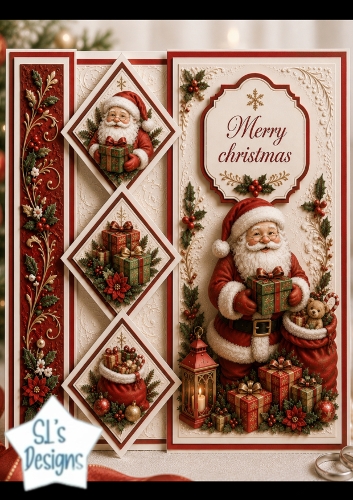 Santa Claus Christmas Diamond Trio – Gifts & Holiday Sack Topper