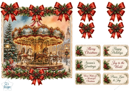Vintage Christmas Carousel Topper 