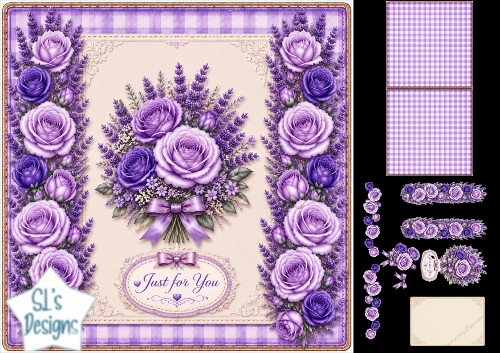 Lavender Rose Floral Topper – Elegant Purple Bouquet & Just for You Label